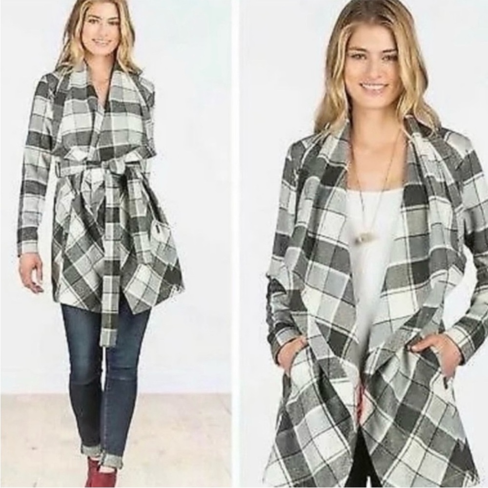 Matilda Jane Plaid Check It Twice Boho Academia Open Front Cardigan Size L